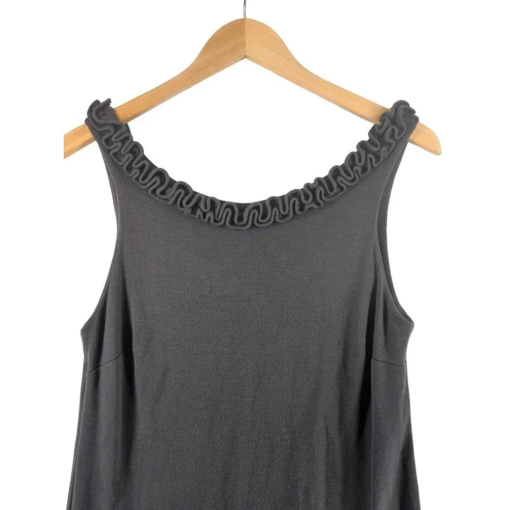 J Crew Shift Dress Womens S‎ Gray Pullover Sleeveless Ruffle Stretch Casual